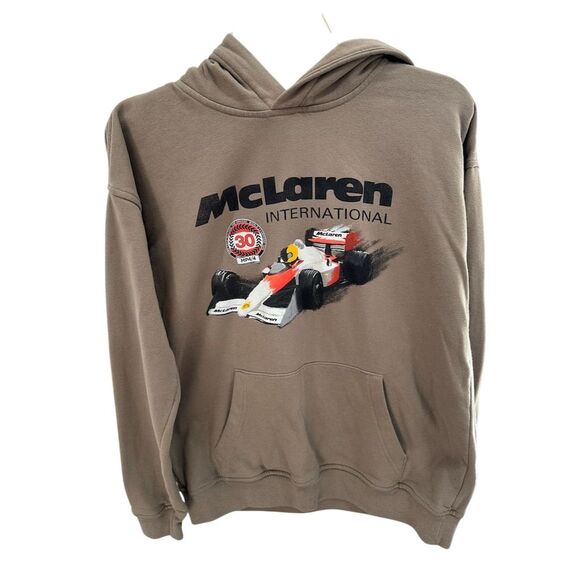 McLaren XL youth Unisex Brown Graphic Hoodie Racing Motorsport Sweatshirt - Picture 1 of 4